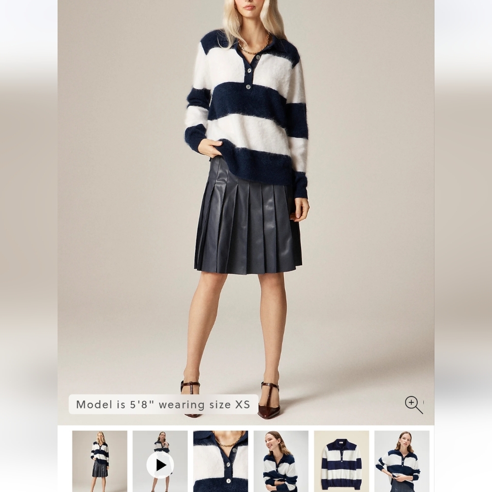 J. Crew Navy and White Striped V-Neck Sweater